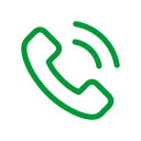 Icon of a green telephone handset with sound waves