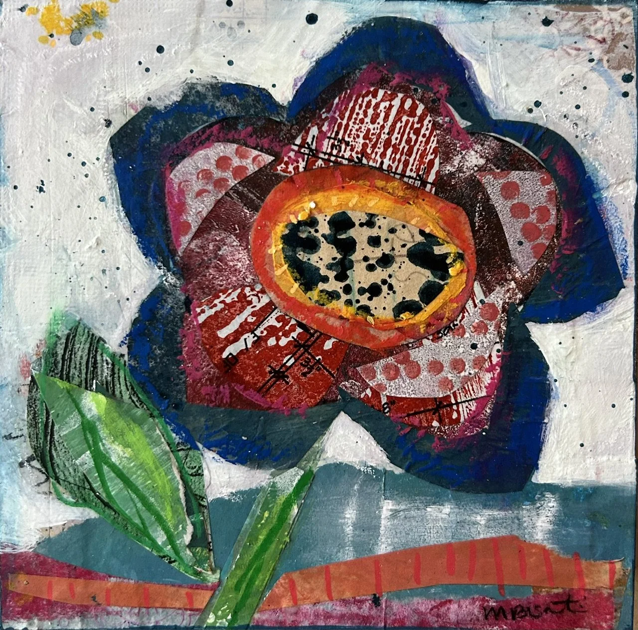 "Ode to O'Keefe Blue and Pink" (6" x 6")