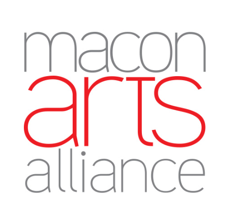 Logo of the Macon Arts Alliance with the words 'macon arts alliance' in gray and red text.