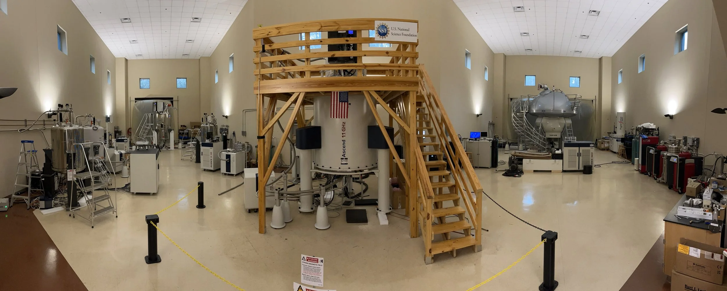 Interior of the NMR lab at University of Georgia (UGA) showing available magnets which are part of the Biochemistry and molecular biology department (BCMB).