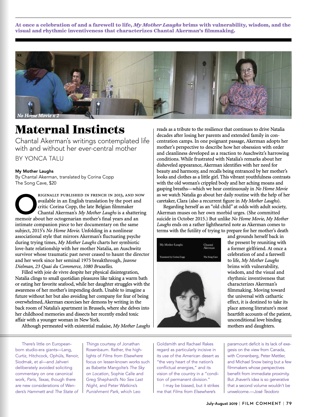 Film Comment: My Mother Laughs Review (Print) — click on the image to read