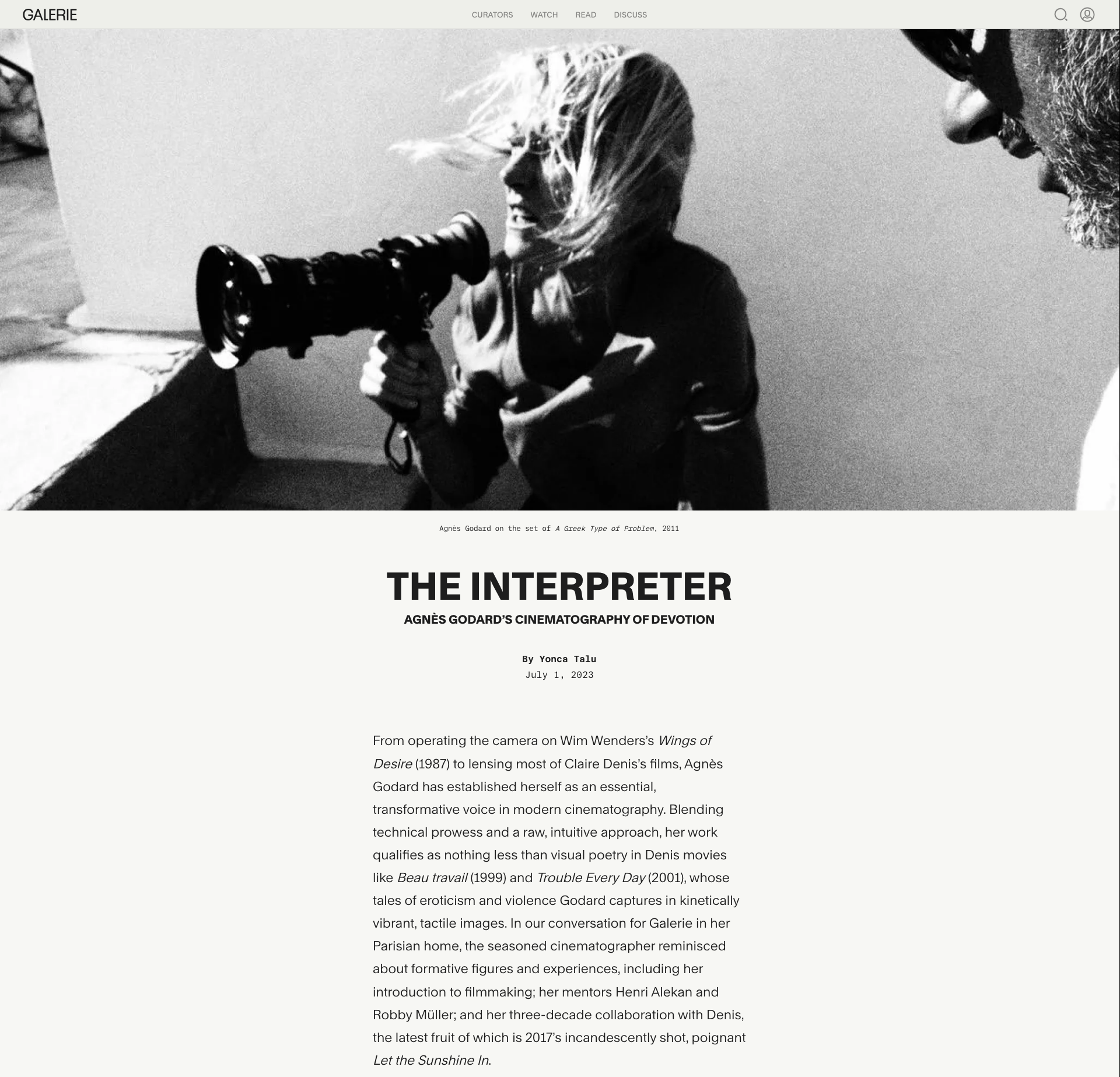 Galerie: Interview with Agnès Godard (Online) — click on the image to read