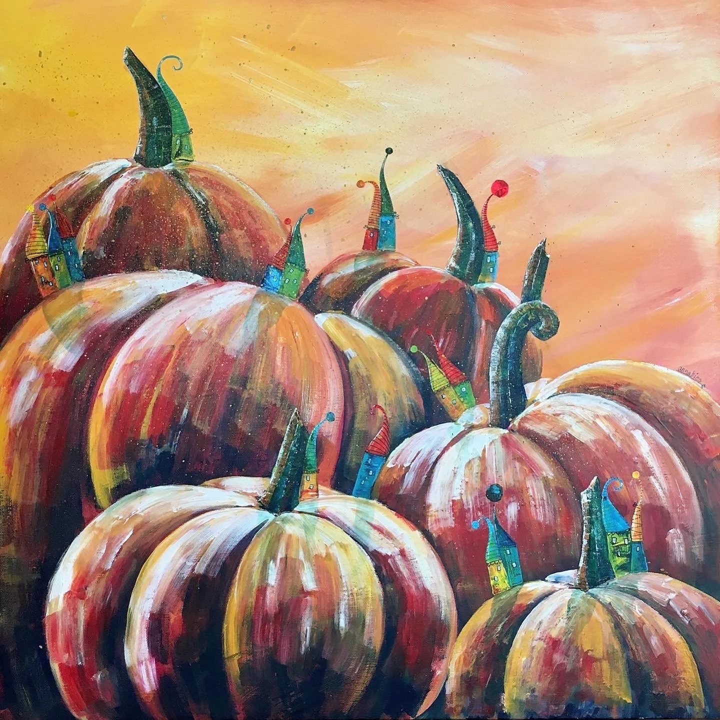 Pumpkin village
Acrylic on canvas
60 x 60 cm