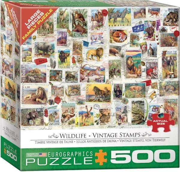 Wildlife Vintage Stamps 500 piece puzzle