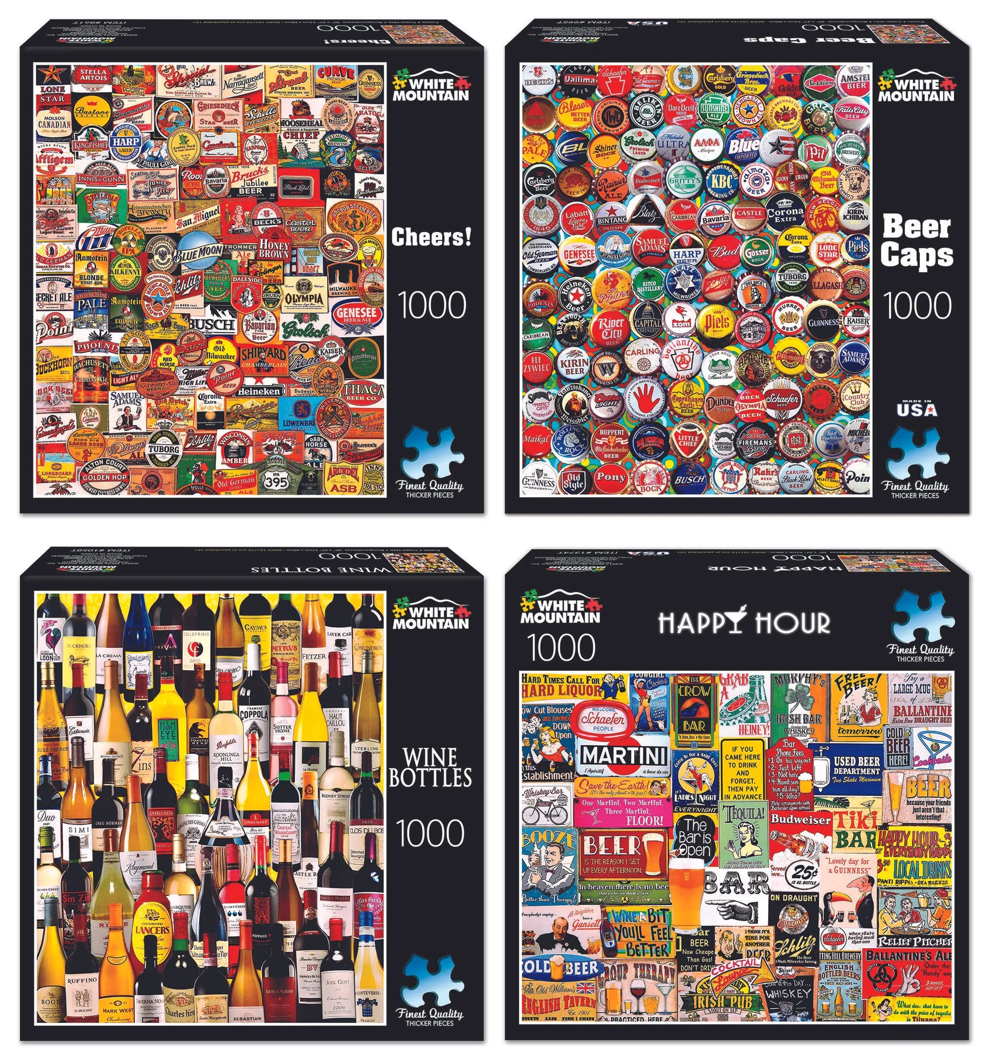 White Mountain Puzzles Alcohol Assortment 4 1000 piece puzzles