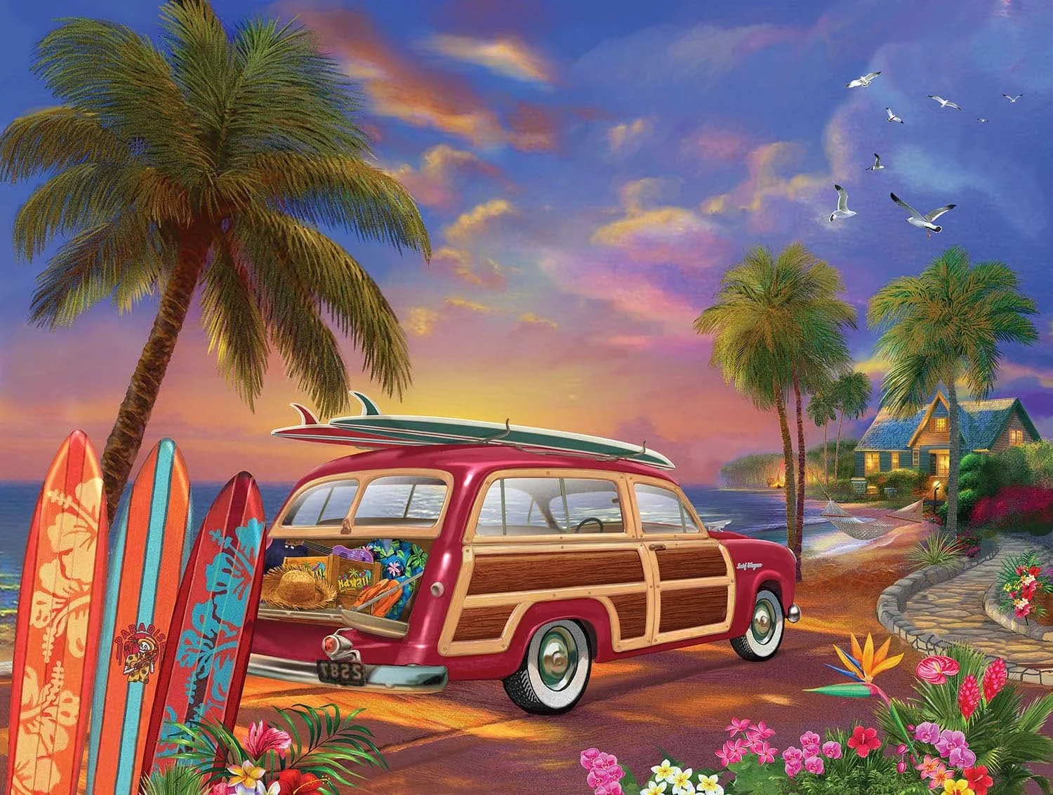 Surfer Sunset 500 piece puzzle