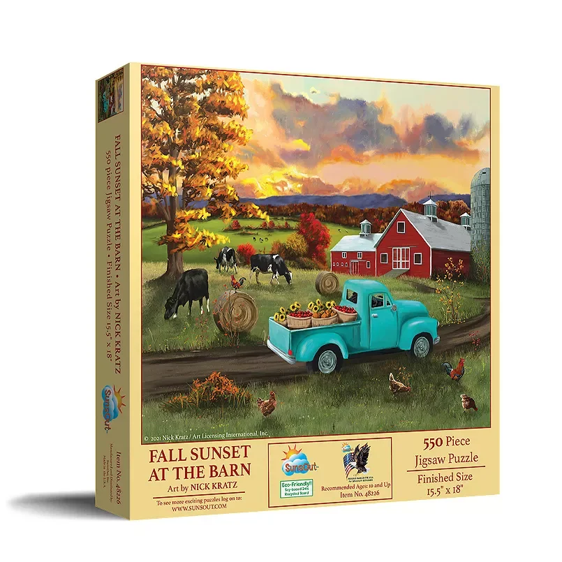 Fall Sunset at the Barn 550 piece puzzle