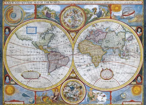 Antique World Map Eurographics 1000 Piece Puzzle