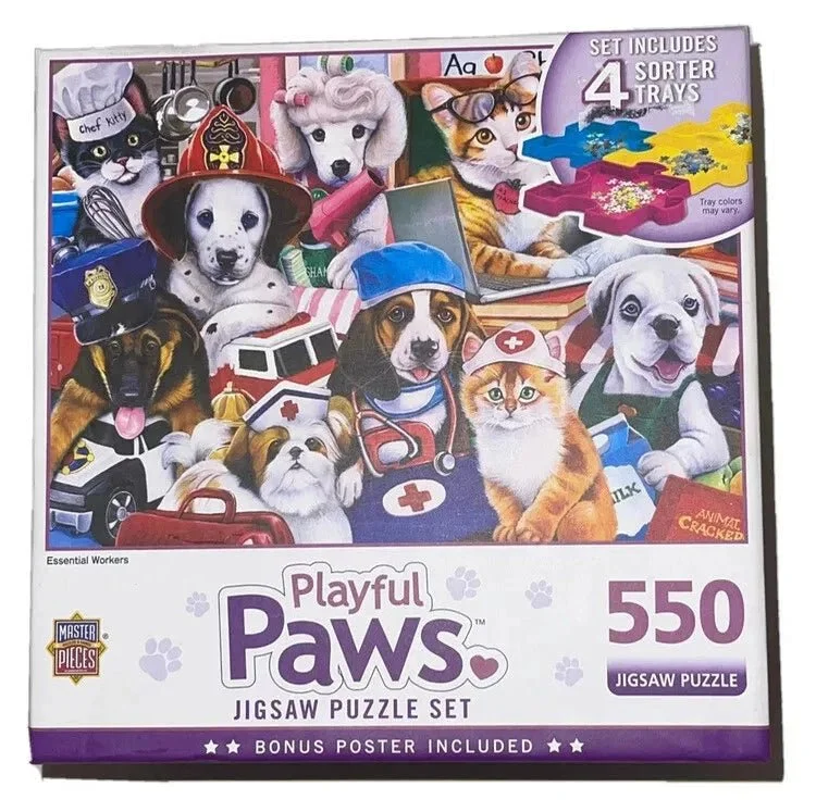 Playful Paws 550 Piece Jigsaw Puzzle w/ 4 Sorter Trays