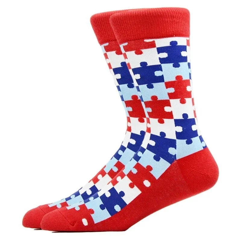 Puzzle Pieces Pattern Socks from the Sock Panda (Adult Large)