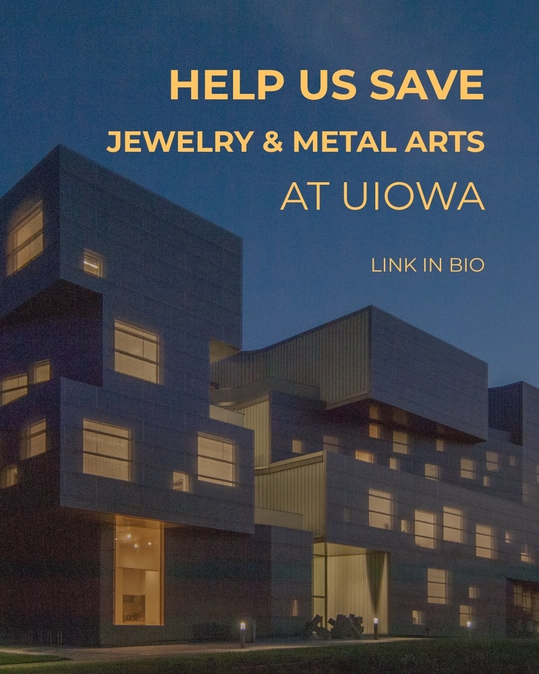 HELP US SAVE UIOWA JMA

sign the petition: https://c.org/Rx88gKJpfL

Calling all metalsmiths, sculptors, artists, jewelers, craft lovers, jewelry wearers, and everyone in between- help us save the Jewelry and Metal Arts Program at the University of I