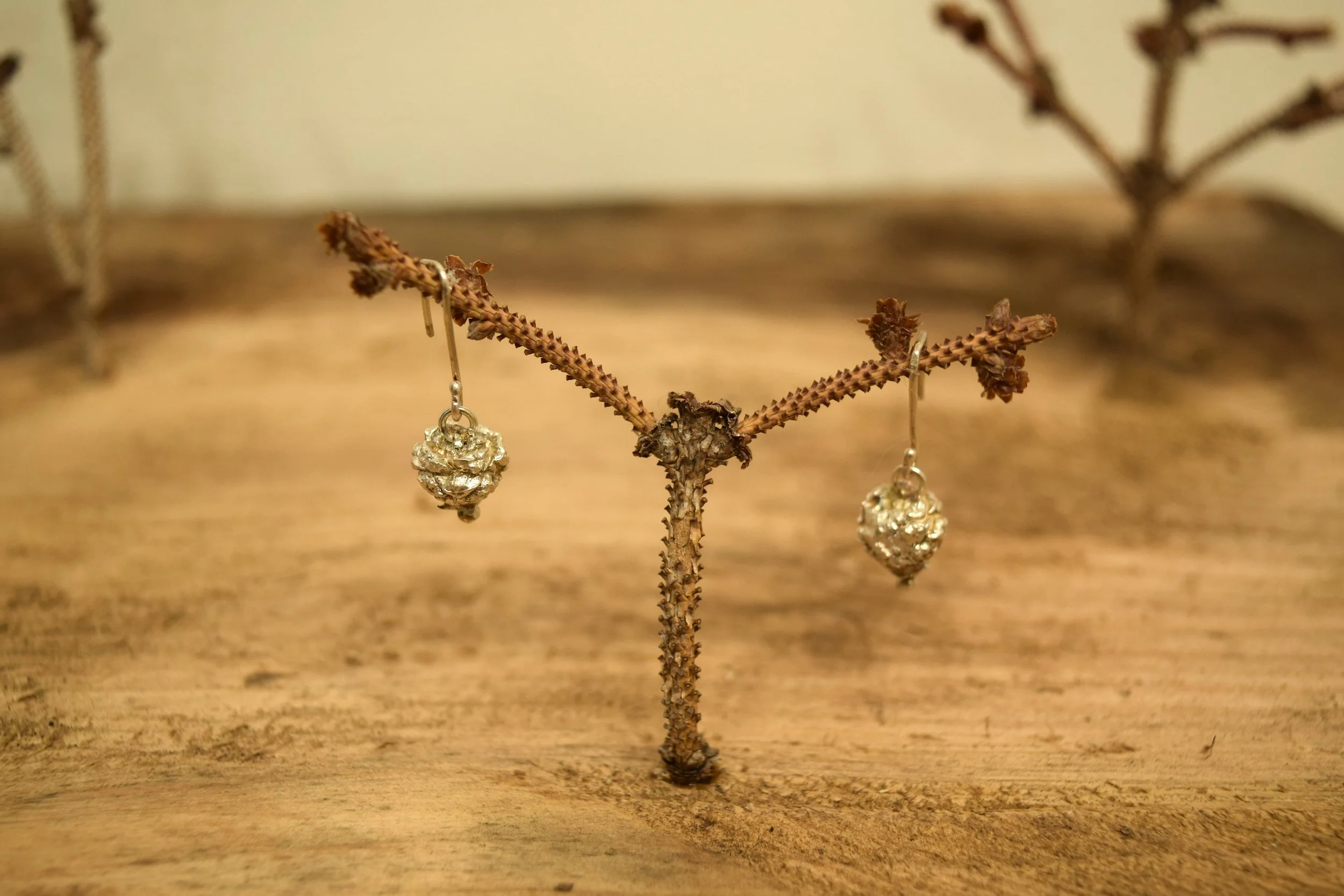 Pinecone Dangle earrings.JPG
