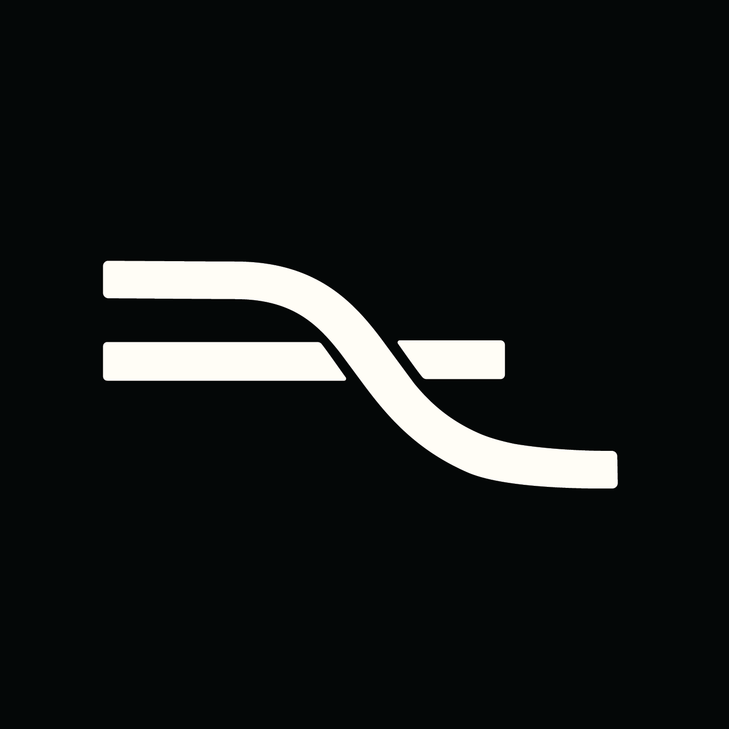 A white minimal logo for EXMB with two lines representing "Bridging the Gaps" on a black background.
