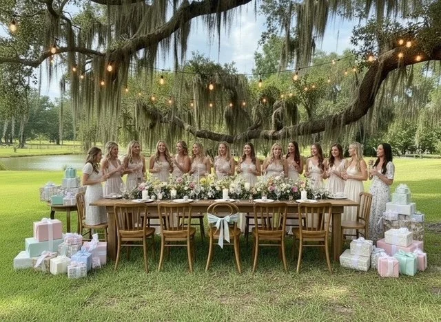 Graduation party by the gazebo at Five Oaks Farm event venue in alachua, Florida, with outdoor seating and decorations for guests