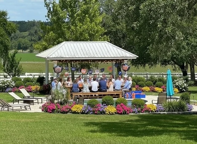 Graduation party by the gazebo at Five Oaks Farm event venue in Alachua, Florida