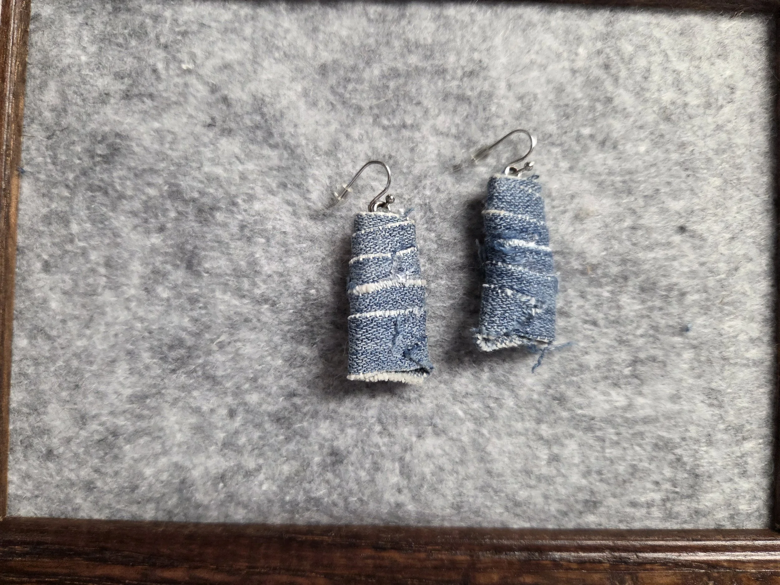 Denim Wrapped Earrings