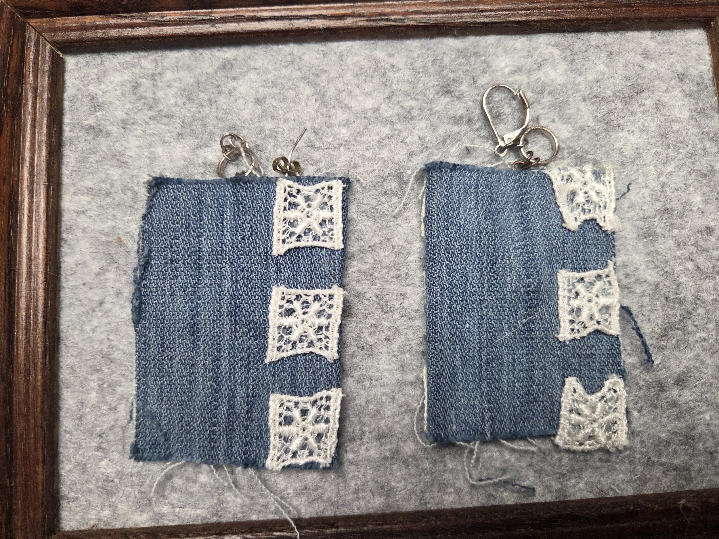 Lace Denim Earrings