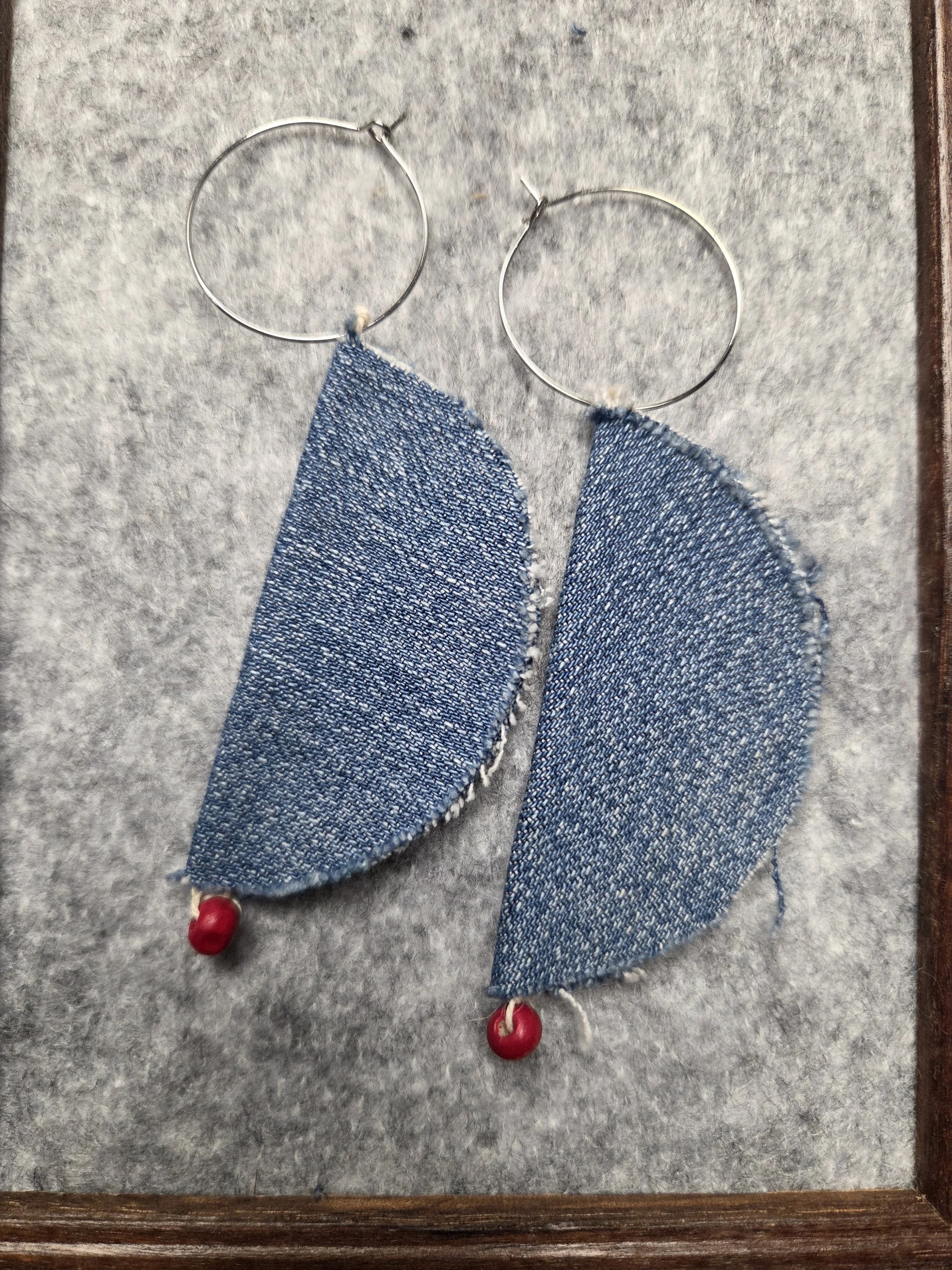 Half Circle Denim Earrings