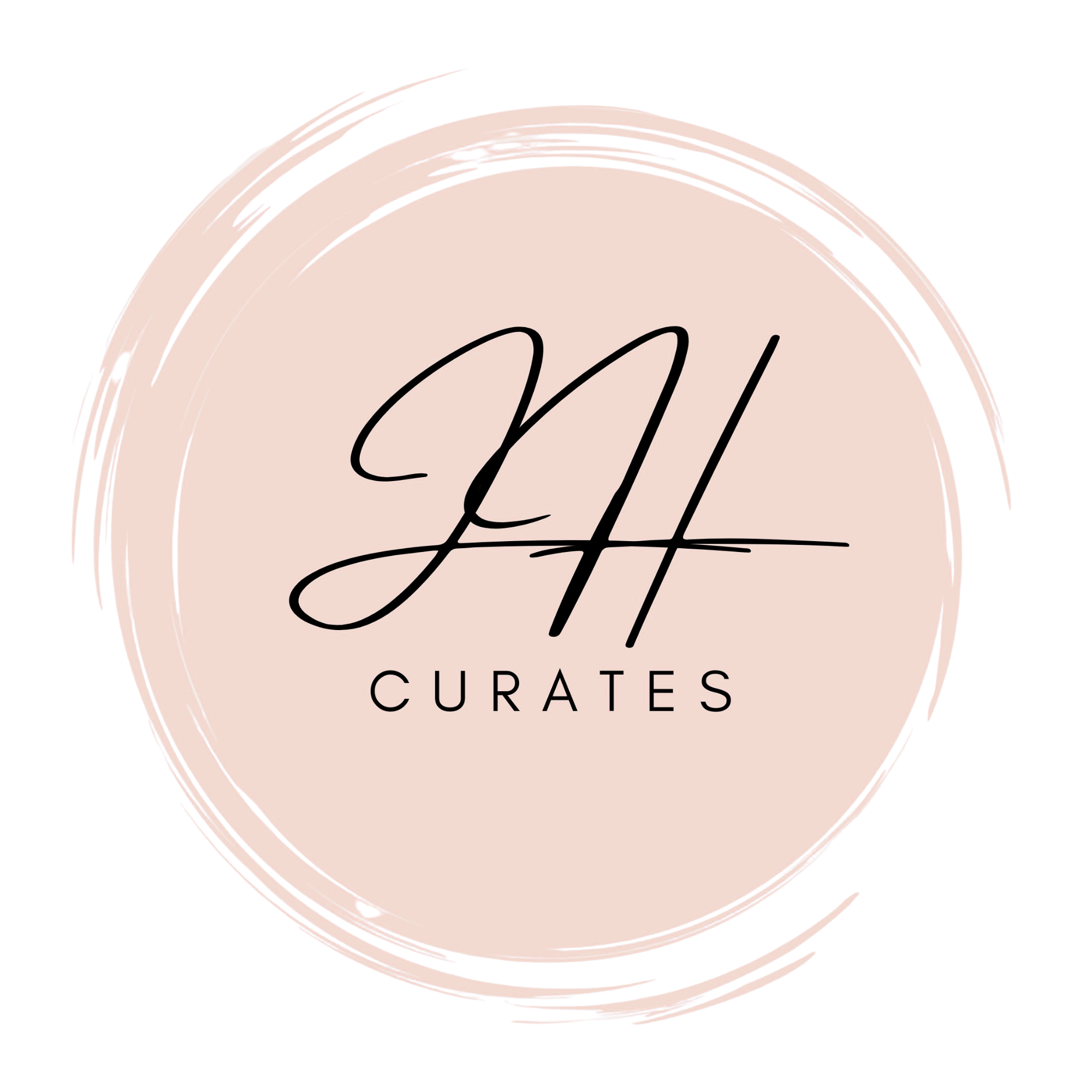 Close-up of a circular sticker with the words 'Self Care Curates' written in black cursive on a light pink background.
