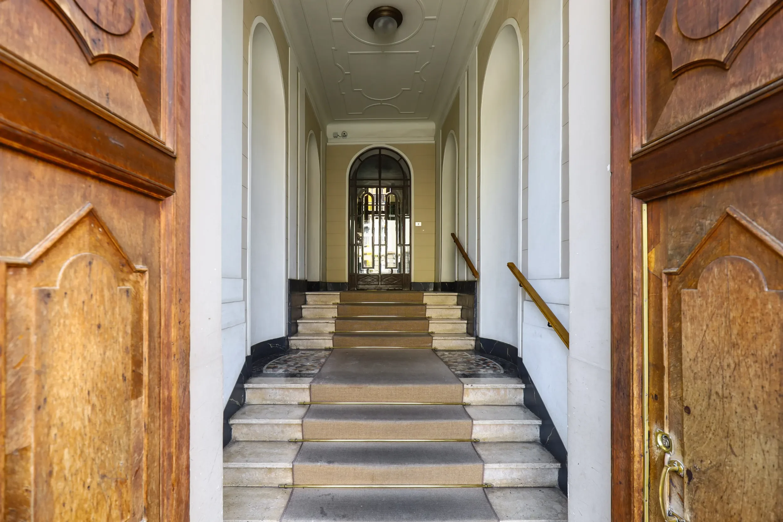 Majestic Art Déco entrance hall and marble staircase — House of Frames B&B, Milan