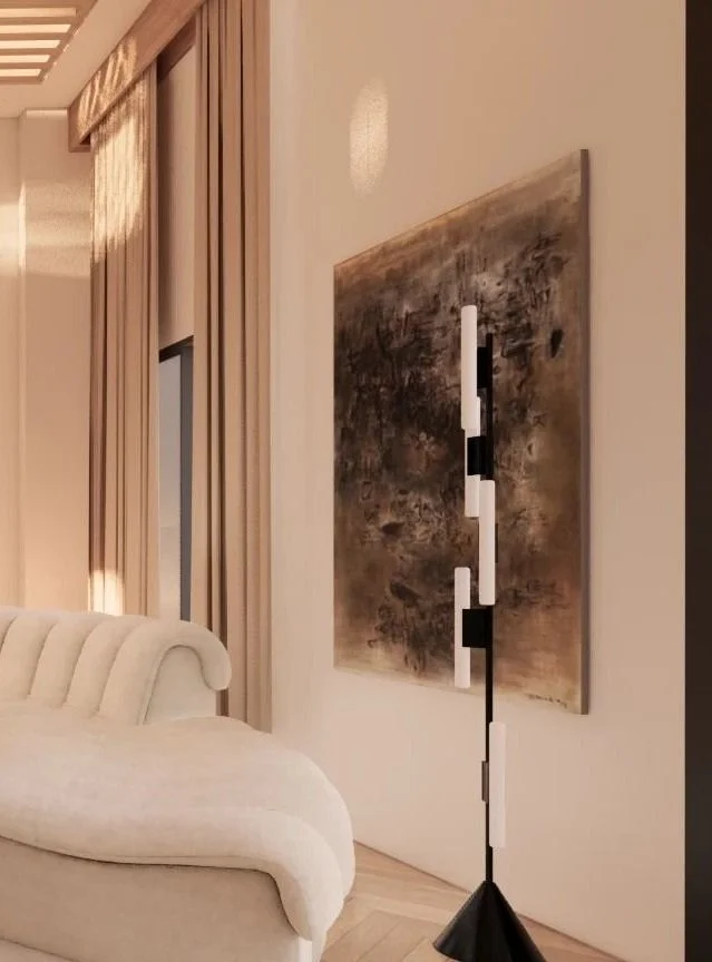 Zao Wou-Ki painting with Atelier Areti floor lamp