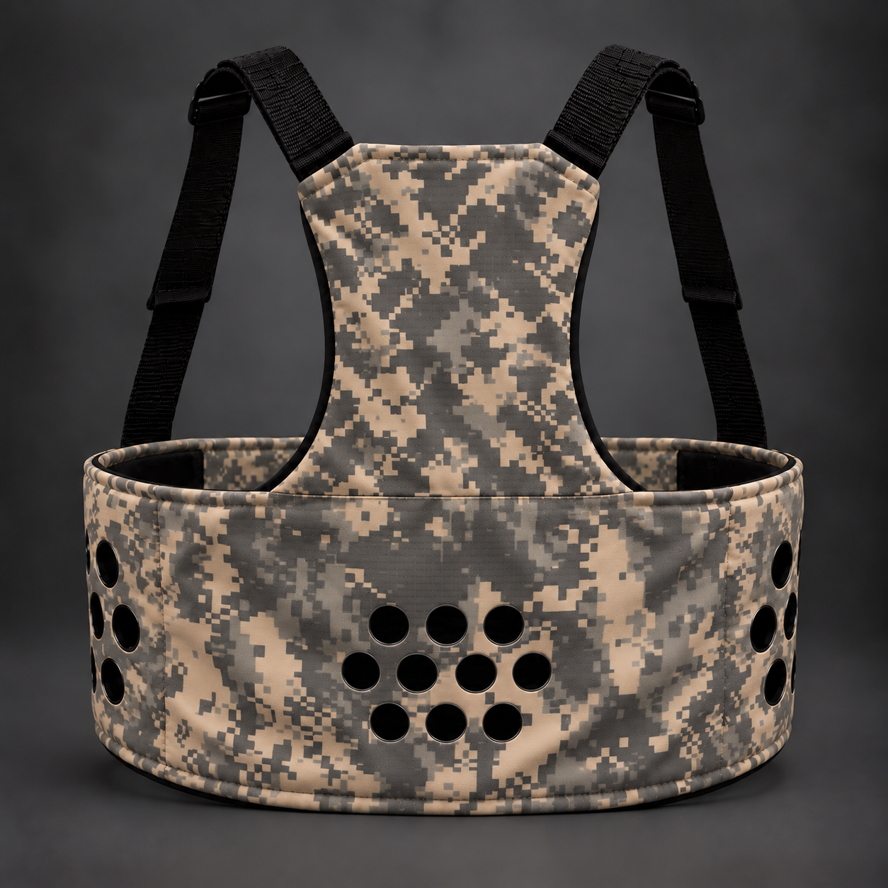 Softly draped camouflage harness.png