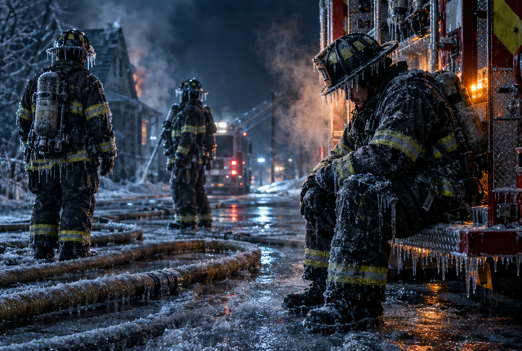 Firefighting in winter: cold, wet gear and rehab