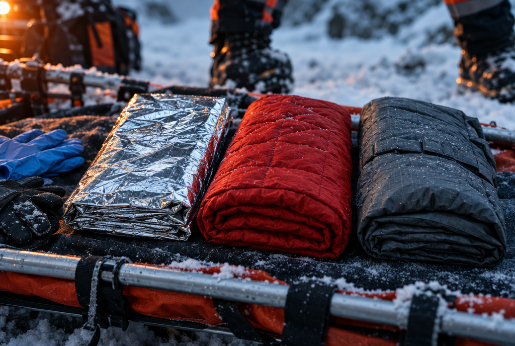 Hypothermia blankets compared: HPMK, Blizzard, Ready-Heat and space blankets