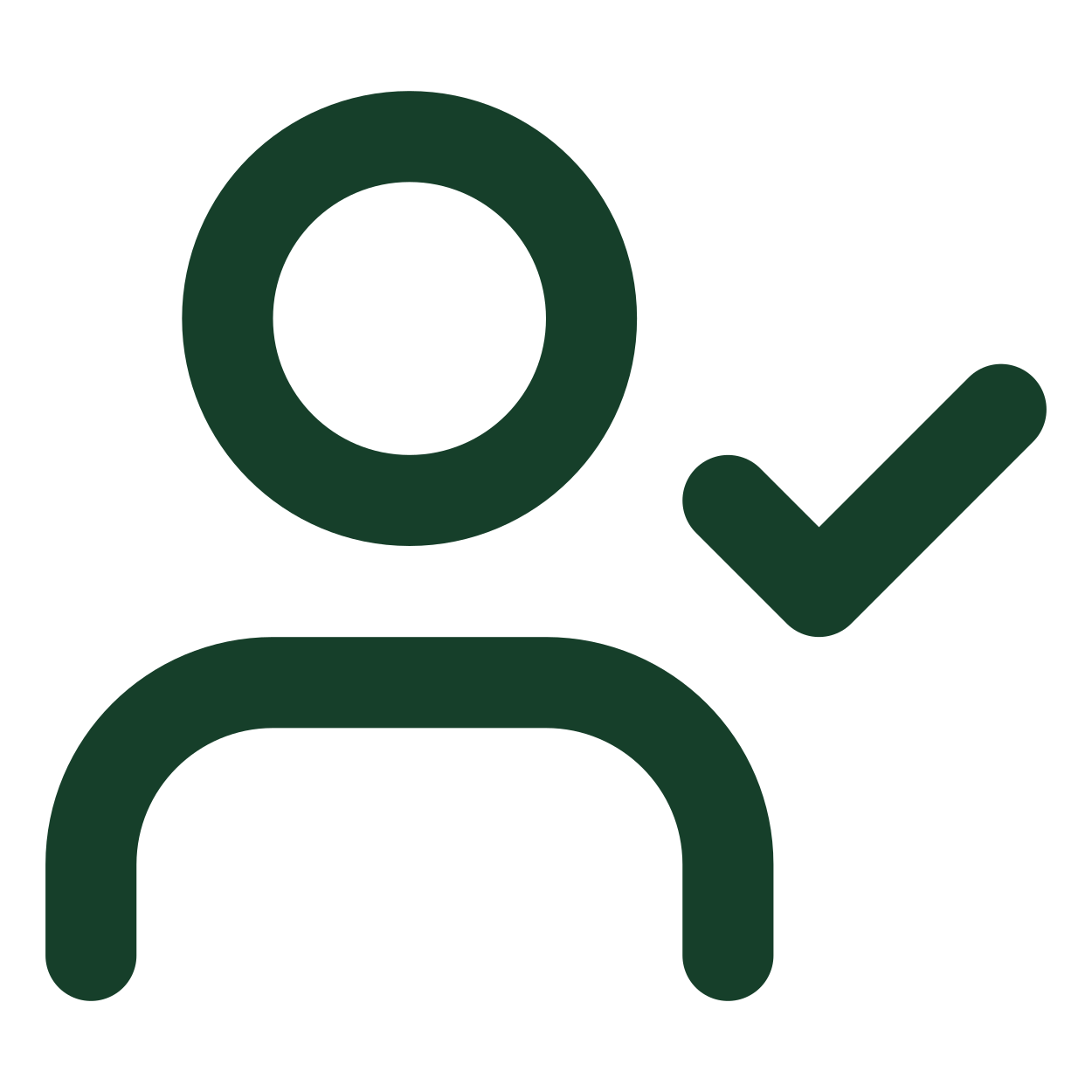 Icon of a person with a check mark to indicate approval or verification.