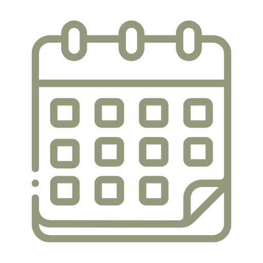 Outline of a calendar with a peeling corner.