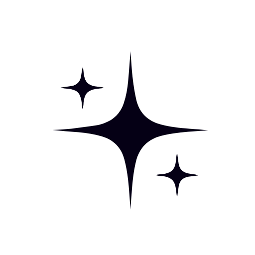 Black background with four purple star-shaped sparkles of varying sizes.
