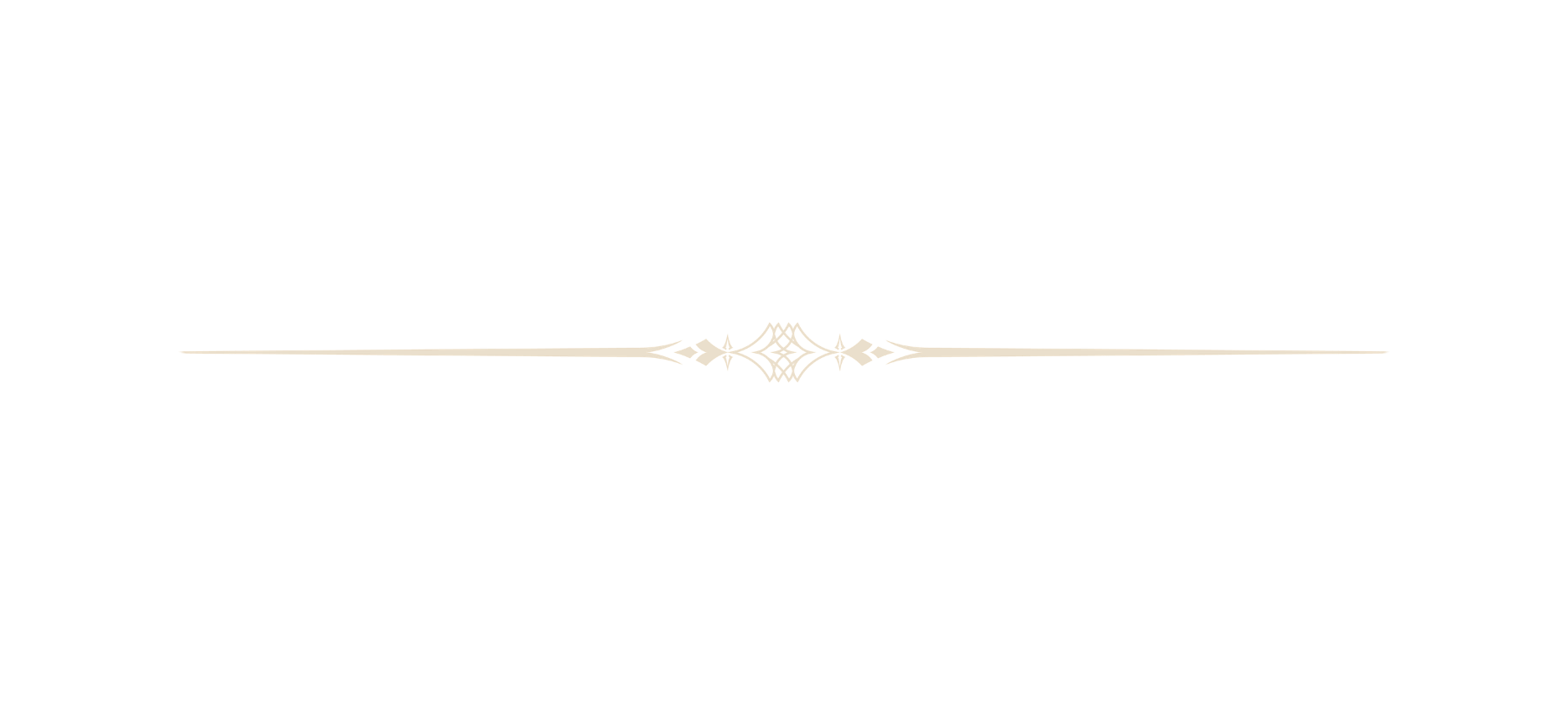 Digital vintage-style decorative line with intricate symmetrical design in the center, beige color on black background.