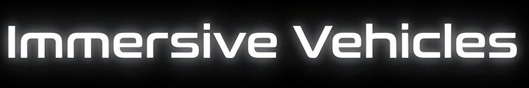 Text reading 'Immersive Vehicles' on a black background.
