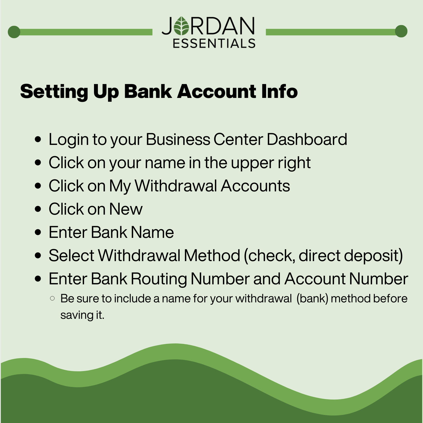 setting up bank info