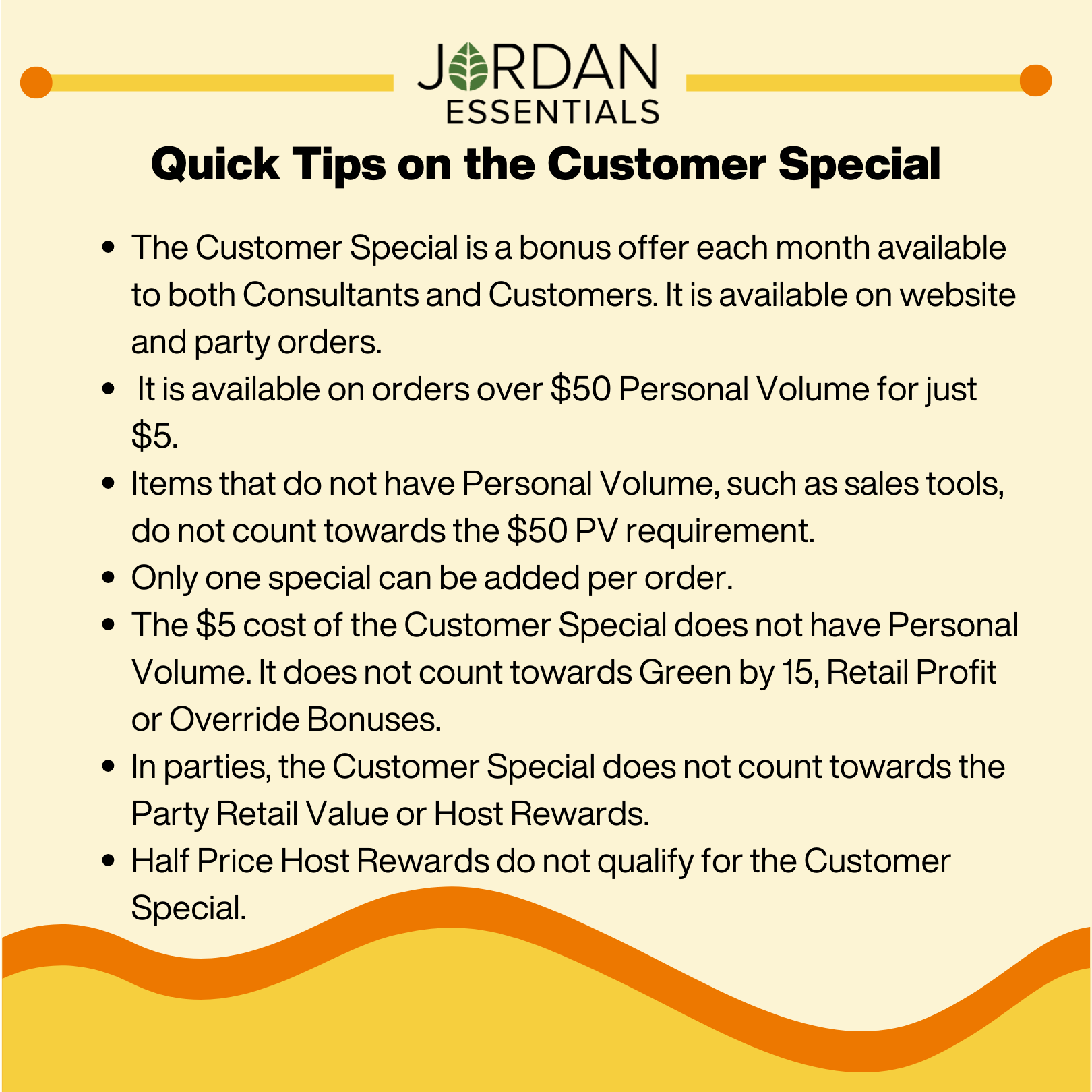 Quick Tips on the Customer Special