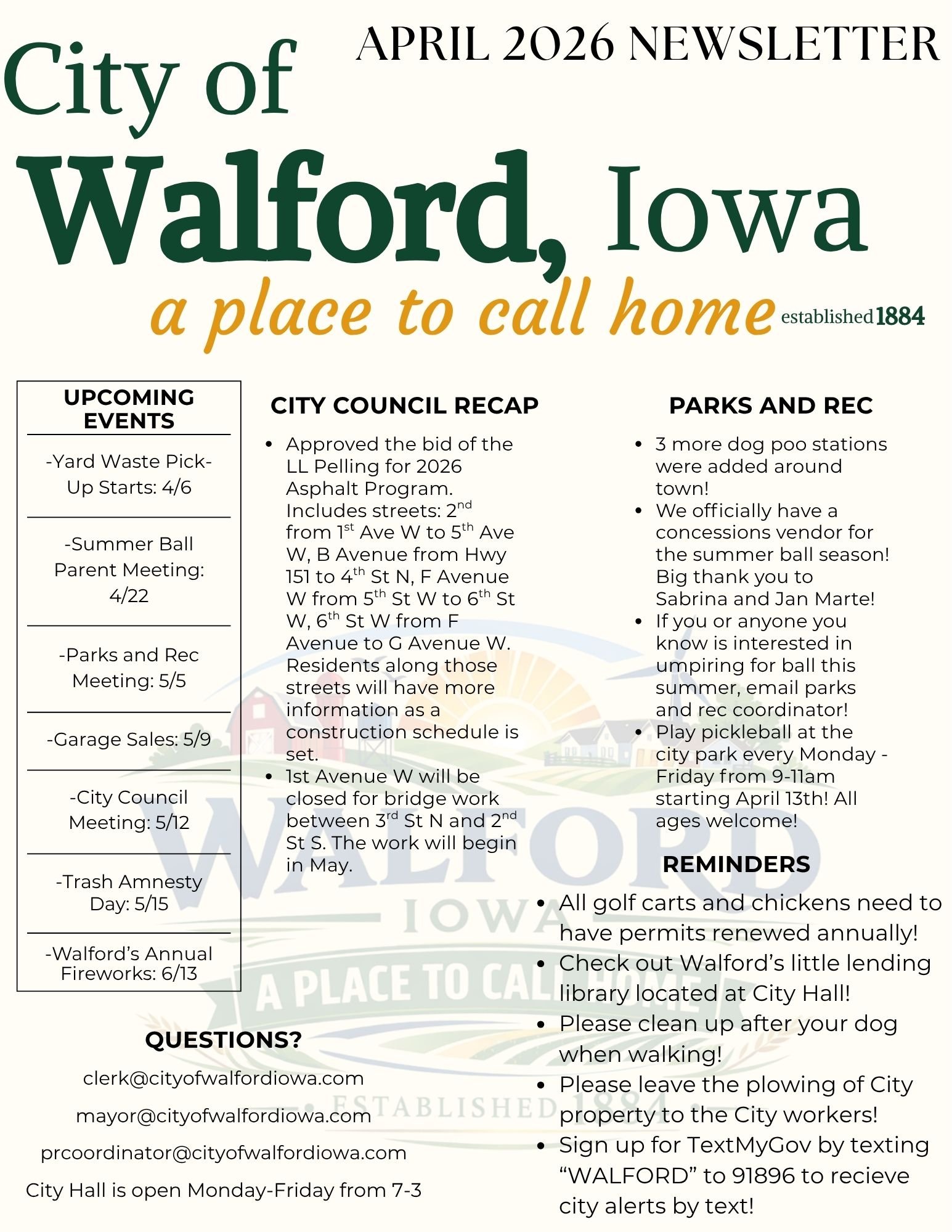 April 2026 Newsletter