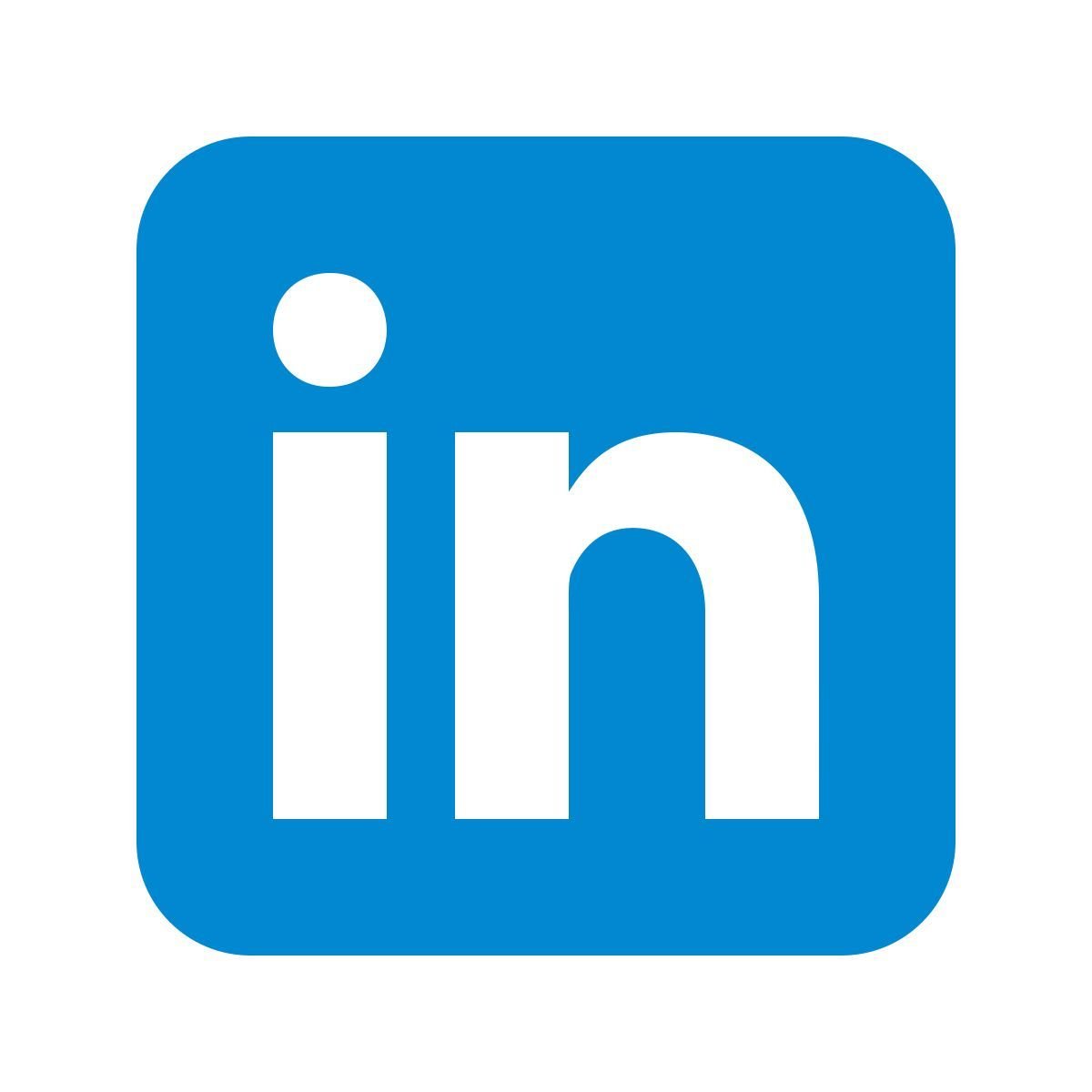 LinkedIn logo with blue background and white lowercase 'in'