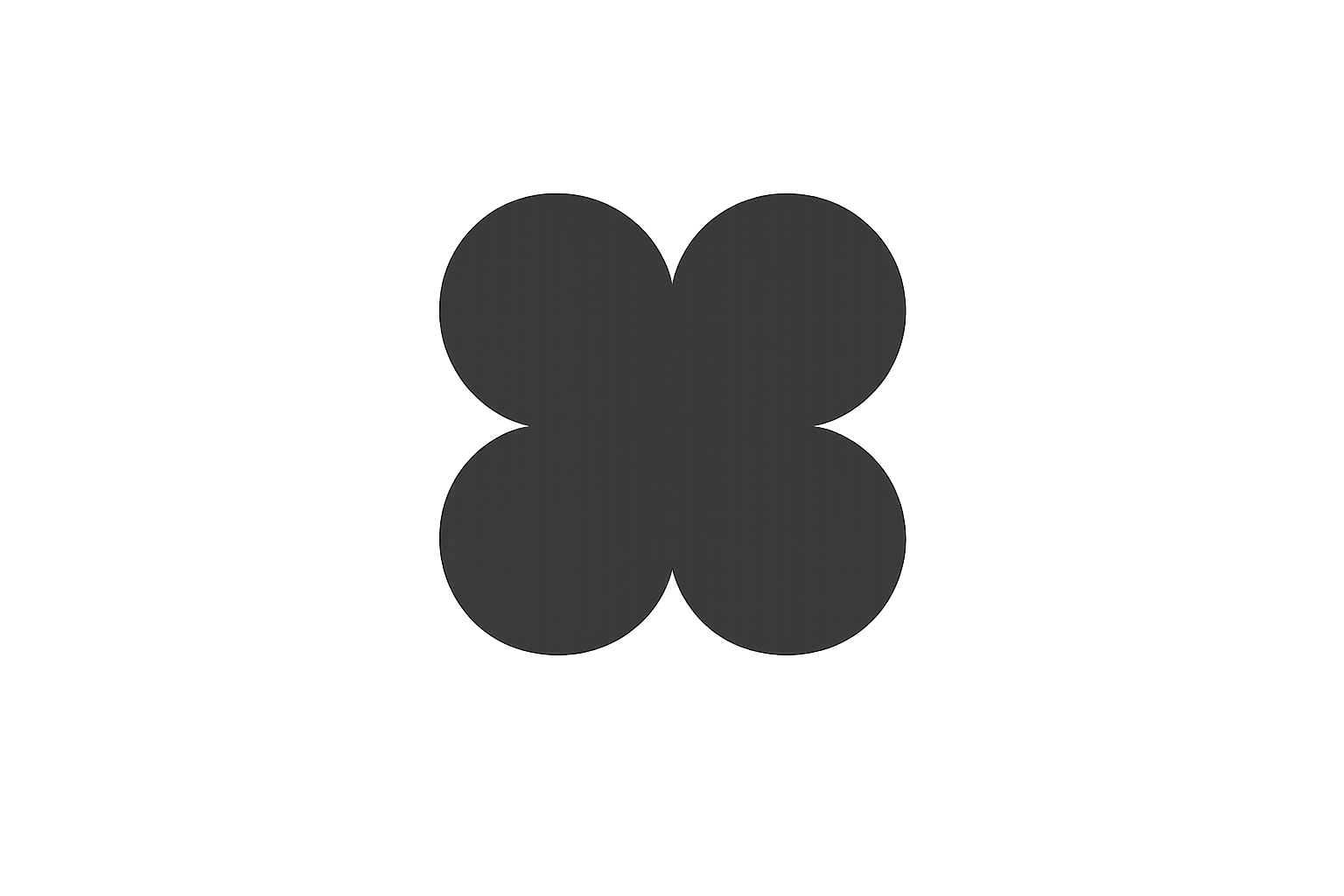 A black flower icon with four rounded petals.