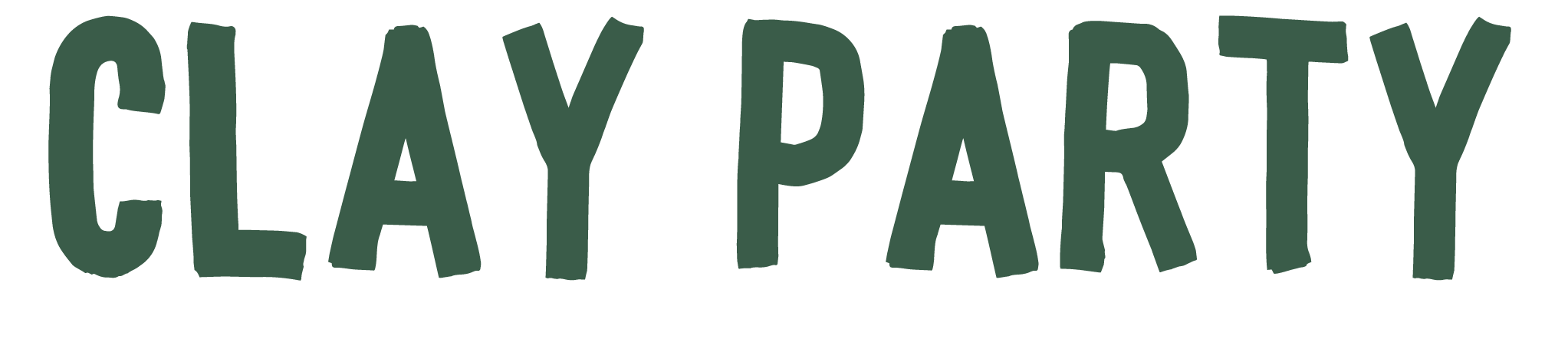 Text graphic that reads 'Clay Party'