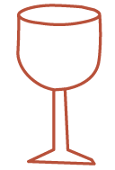 line drawing of a wine glass in terracotta