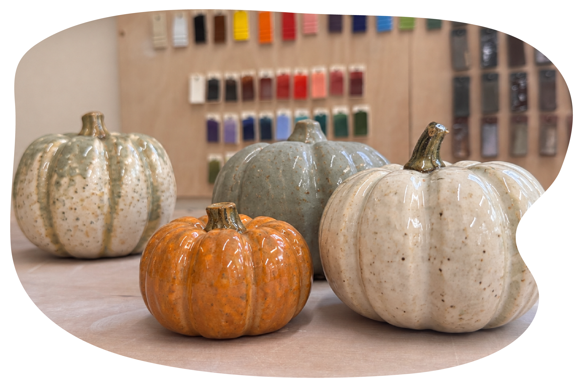 Image of ceramic pumpkins made at Henfield Pottery in West Sussex