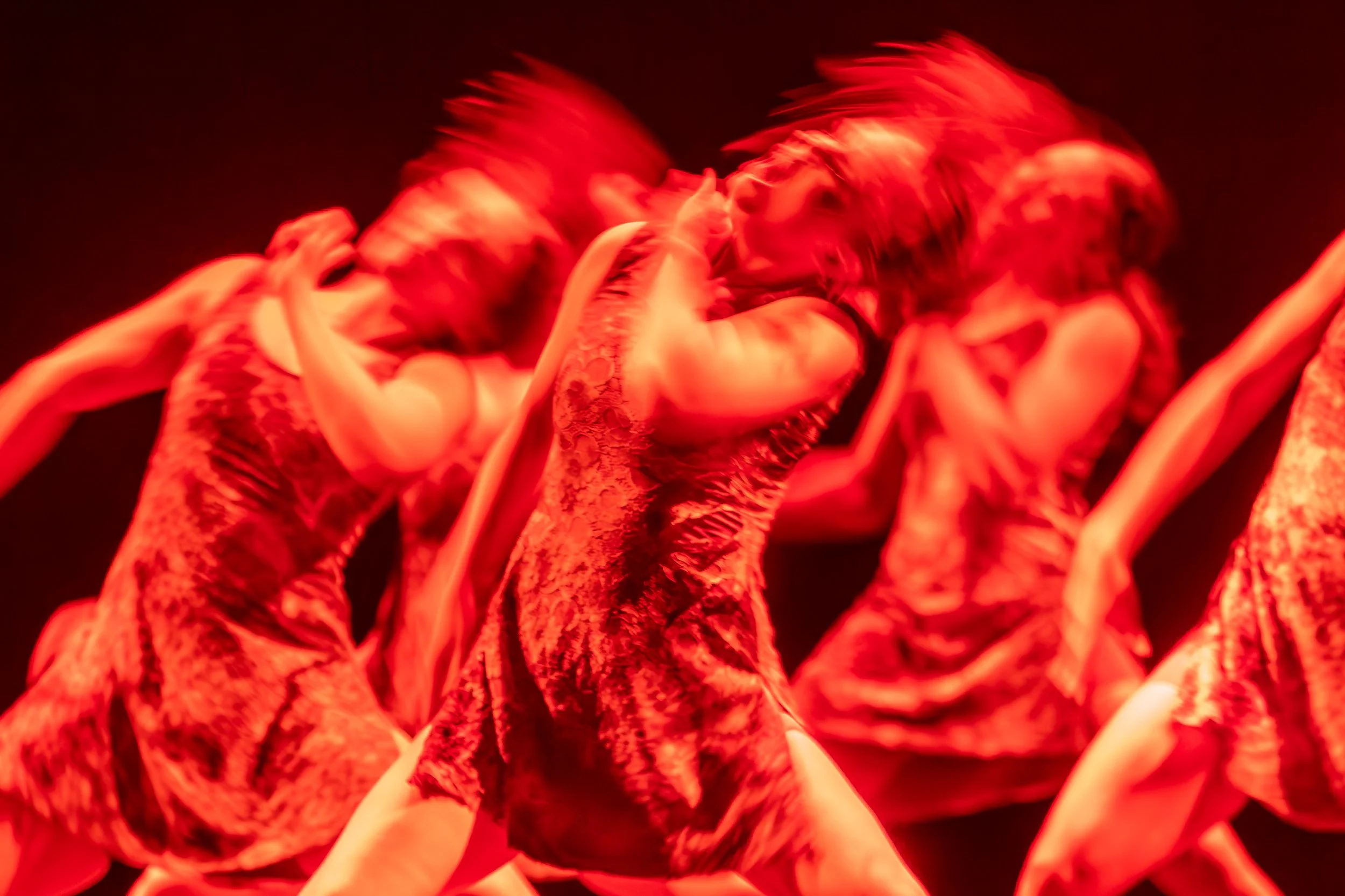 Image taken during a TMU showcase with low lighting so photographer used a slow shutter peed to create movement in the image