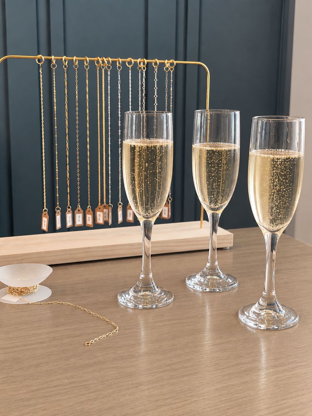 private events, bachelorette parties, corporate events, girls nights.  Custom jewelry chain options in sterling silver and gold.
