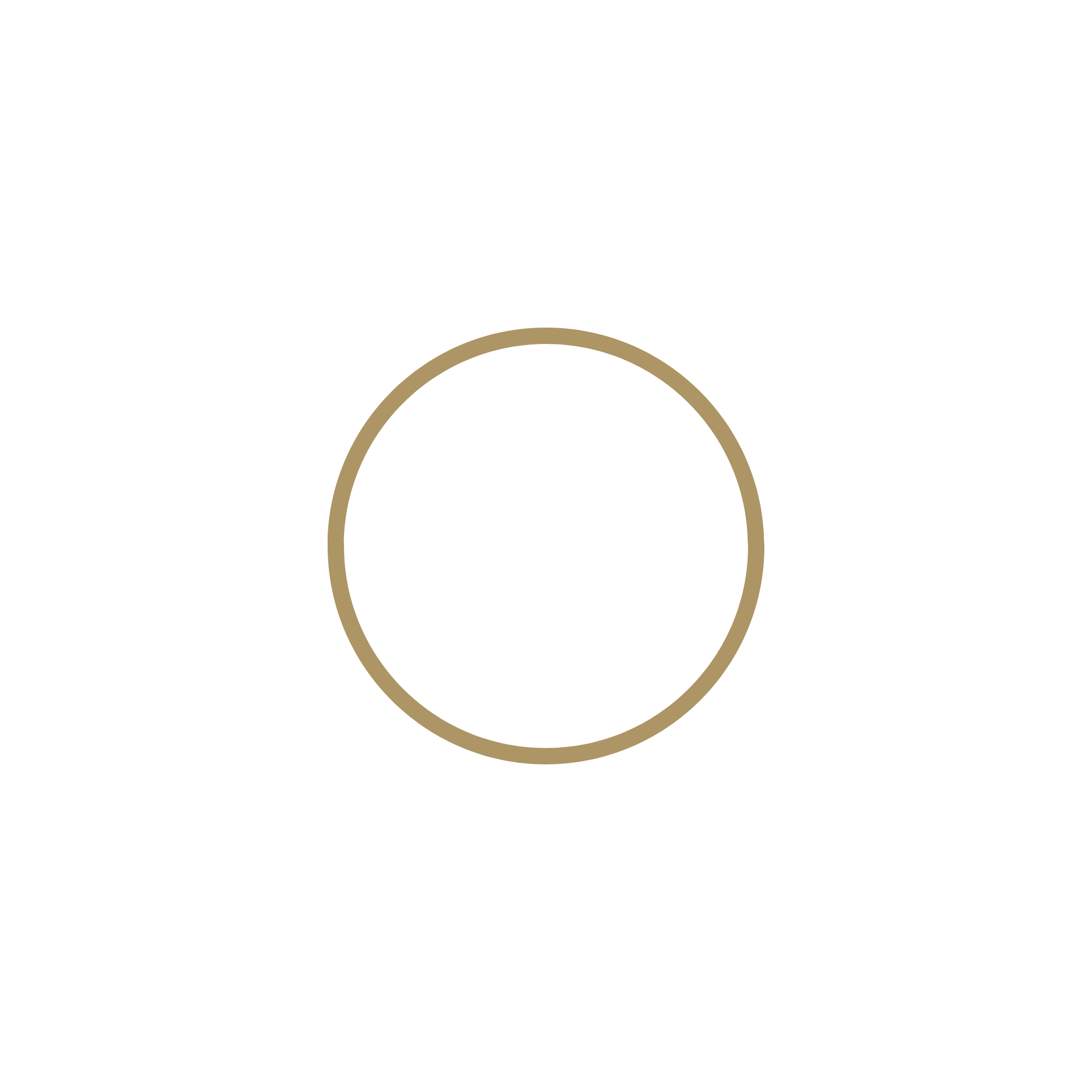 A gold circle representing connection or permanence.