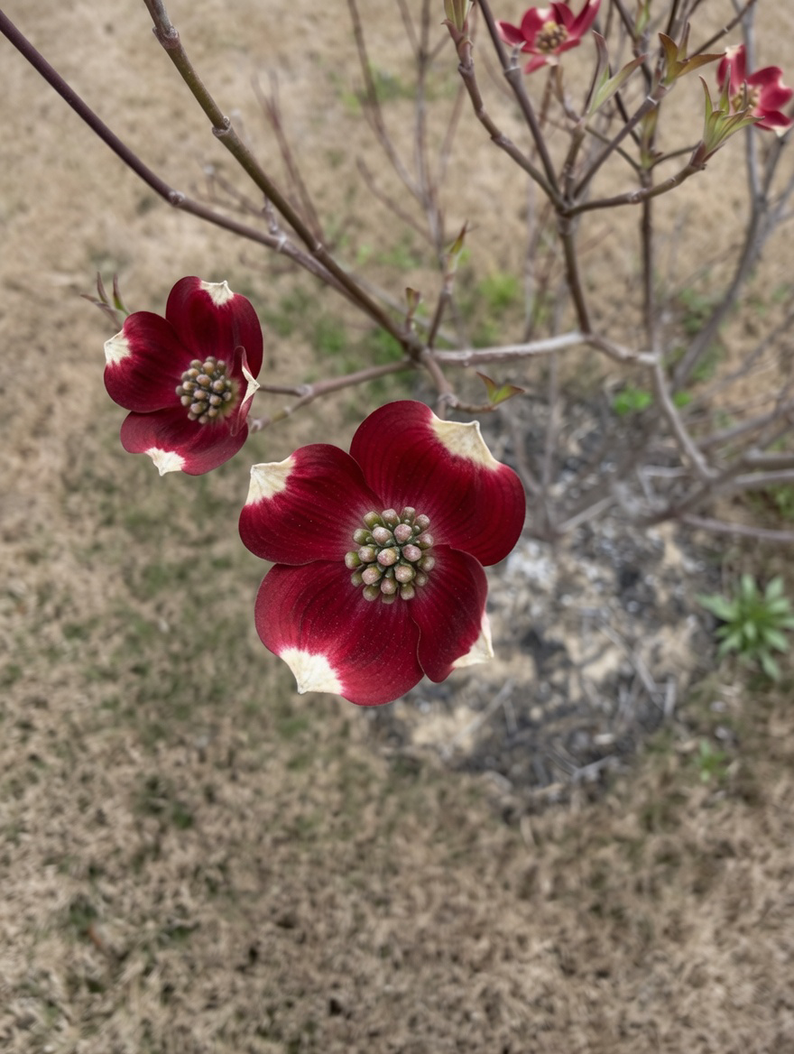 Ragin' Red Dogwood Flowers in the Garden Yard | Cornus Bloom