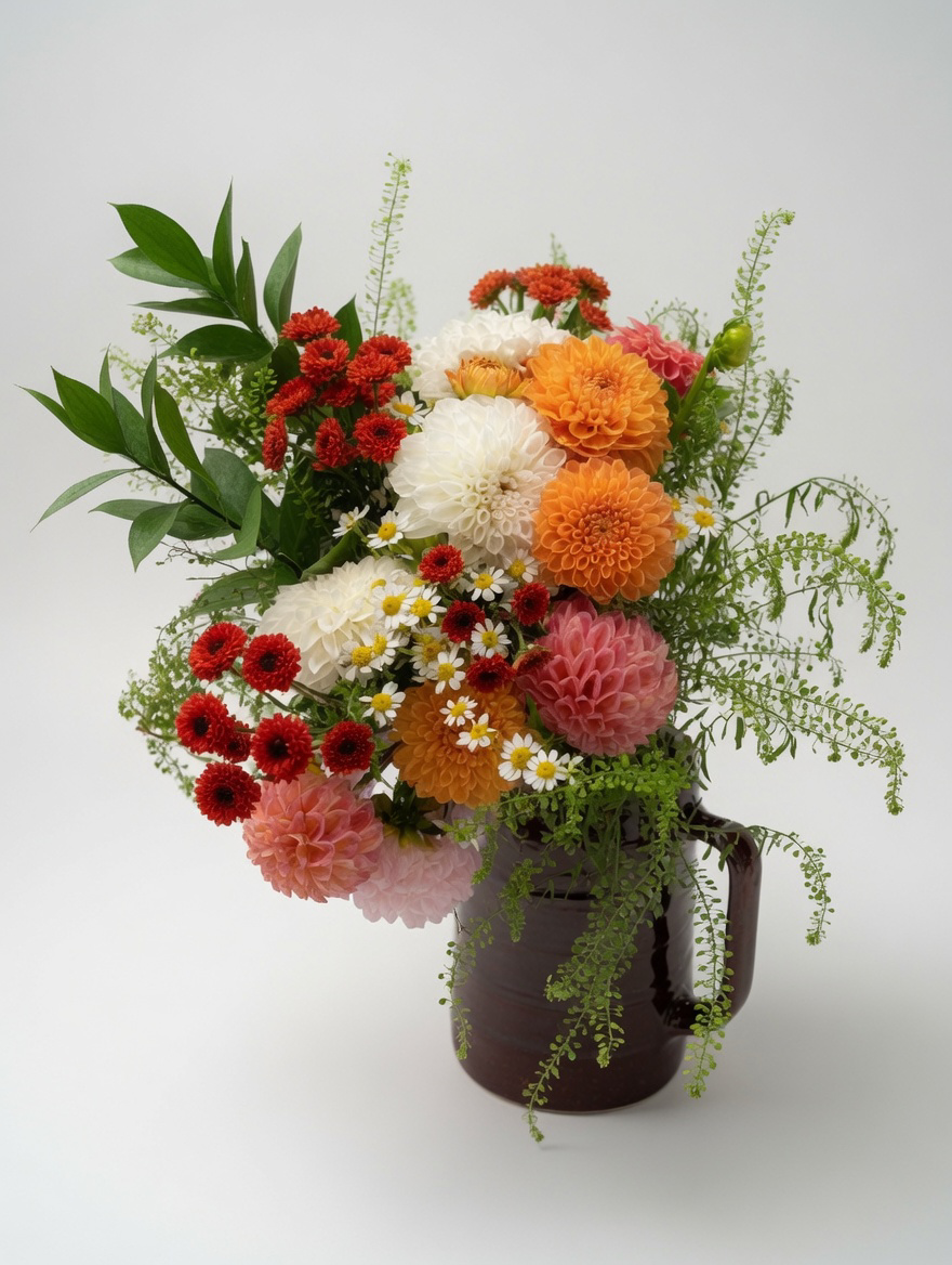 Large Colorful Mixed Summer Bouquet | Orange and White Dahlias