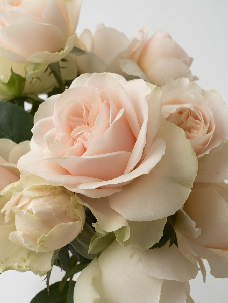 Soft Peach and Cream Garden Rose Close-Up | Neutral tone Floral Detail