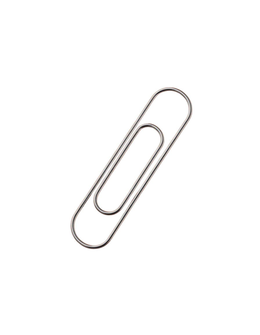 Close-up of a metal paperclip with a second smaller paperclip attached.