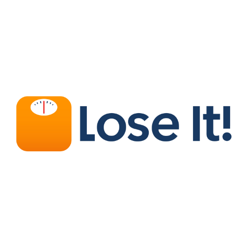 A logo with an orange square featuring a speedometer and the text "Lose It!"