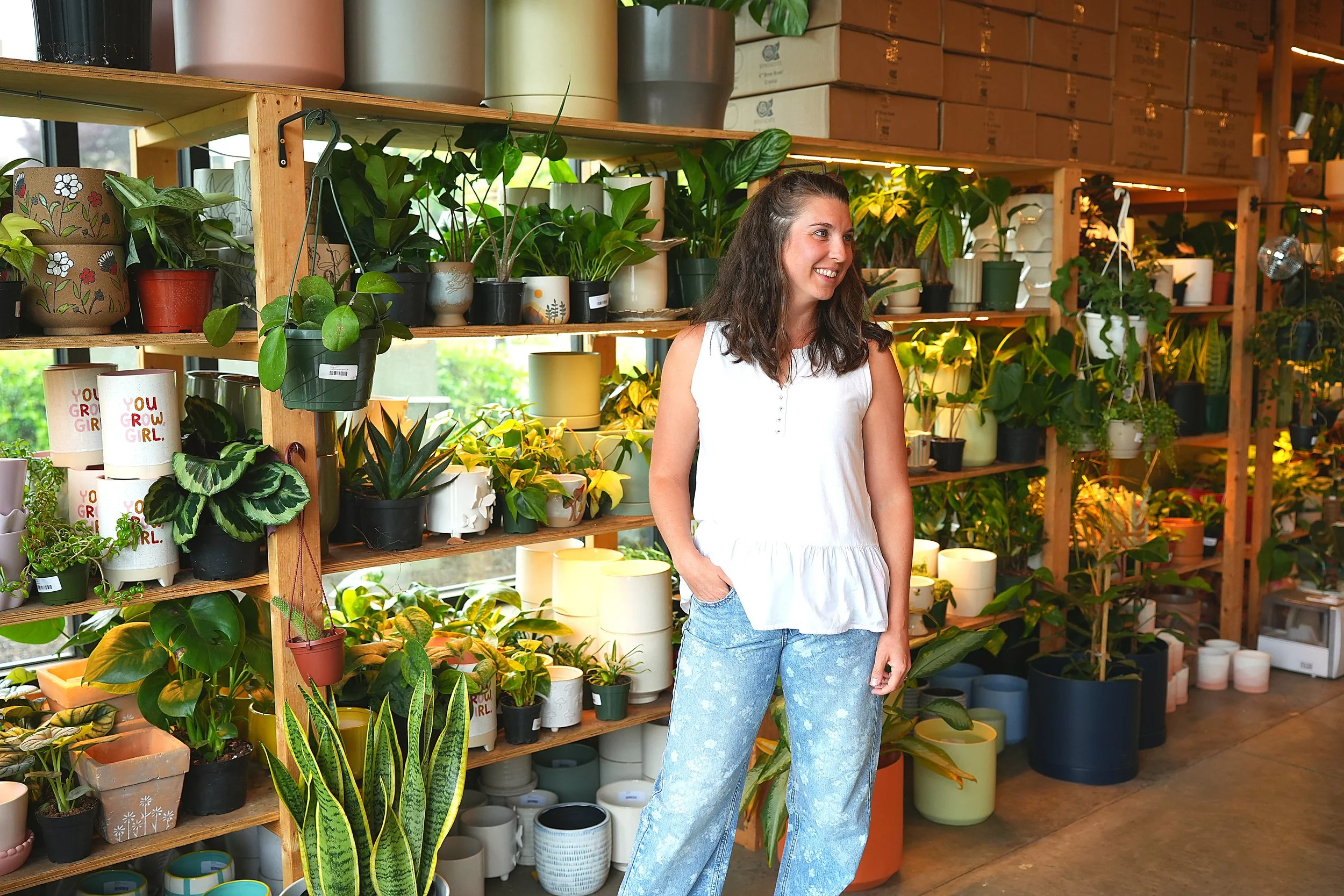 Fertility nutritionist Jordan Langhough in a plant shop